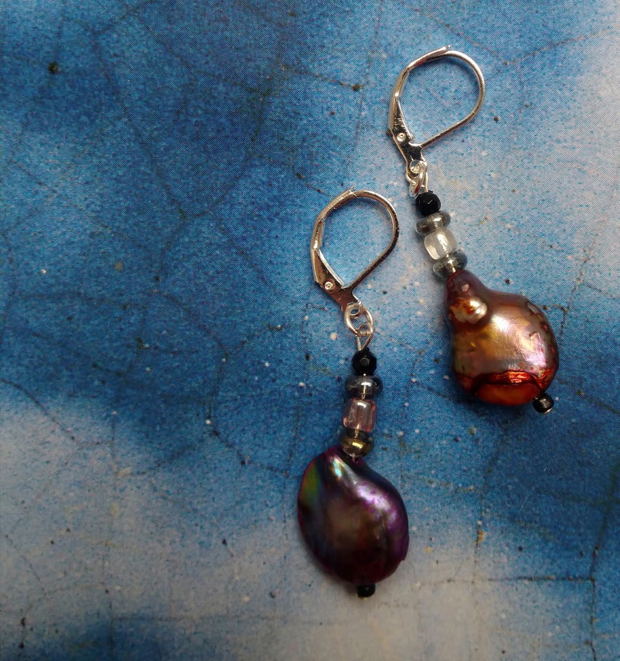 Beautiful Shell & Glass Beaded Earrings