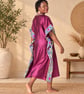 Handmade Plum Silk Kaftan with Ankara Trim – UK Size 14 - Image 4
