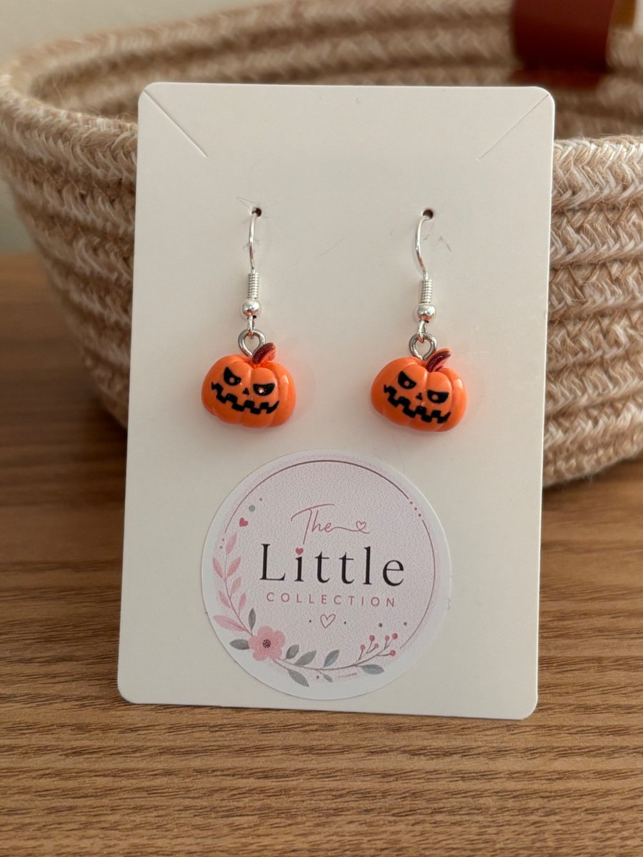 Pumpkin Dangle Earrings, Pumpkin Charms, Halloween, Handmade Jewellery