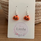 Pumpkin Dangle Earrings, Pumpkin Charms, Halloween, Handmade Jewellery