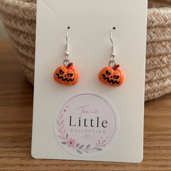 Pumpkin Dangle Earrings, Pumpkin Charms, Halloween, Handmade Jewellery