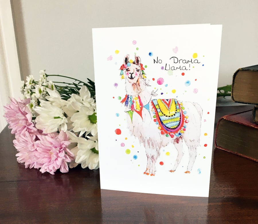 No Drama Llama Card Greeting Birthday Party Occasion Animal Llama