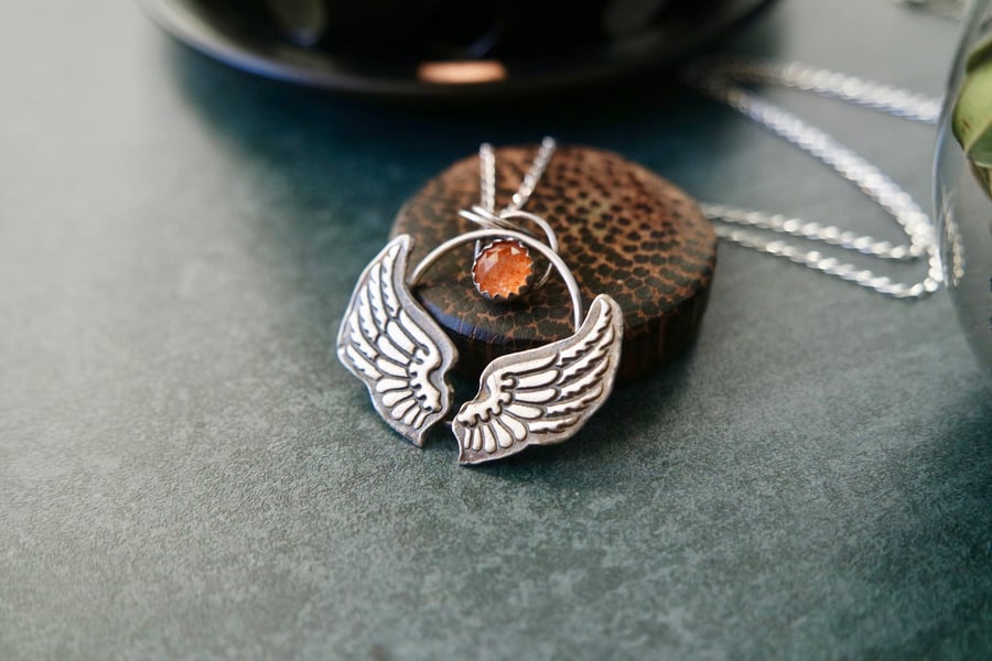 "Angel of the Sun" Silver Necklace, Fine and Sterling Silver