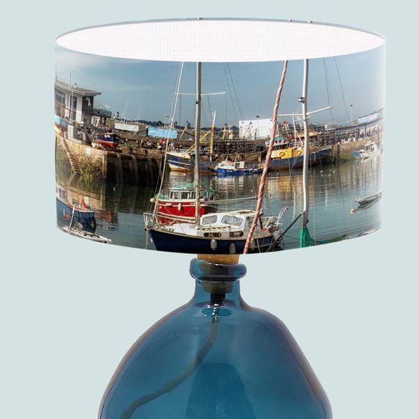 Brixham Harbour Lampshade, Coastal Lampshade, seaside lampshade