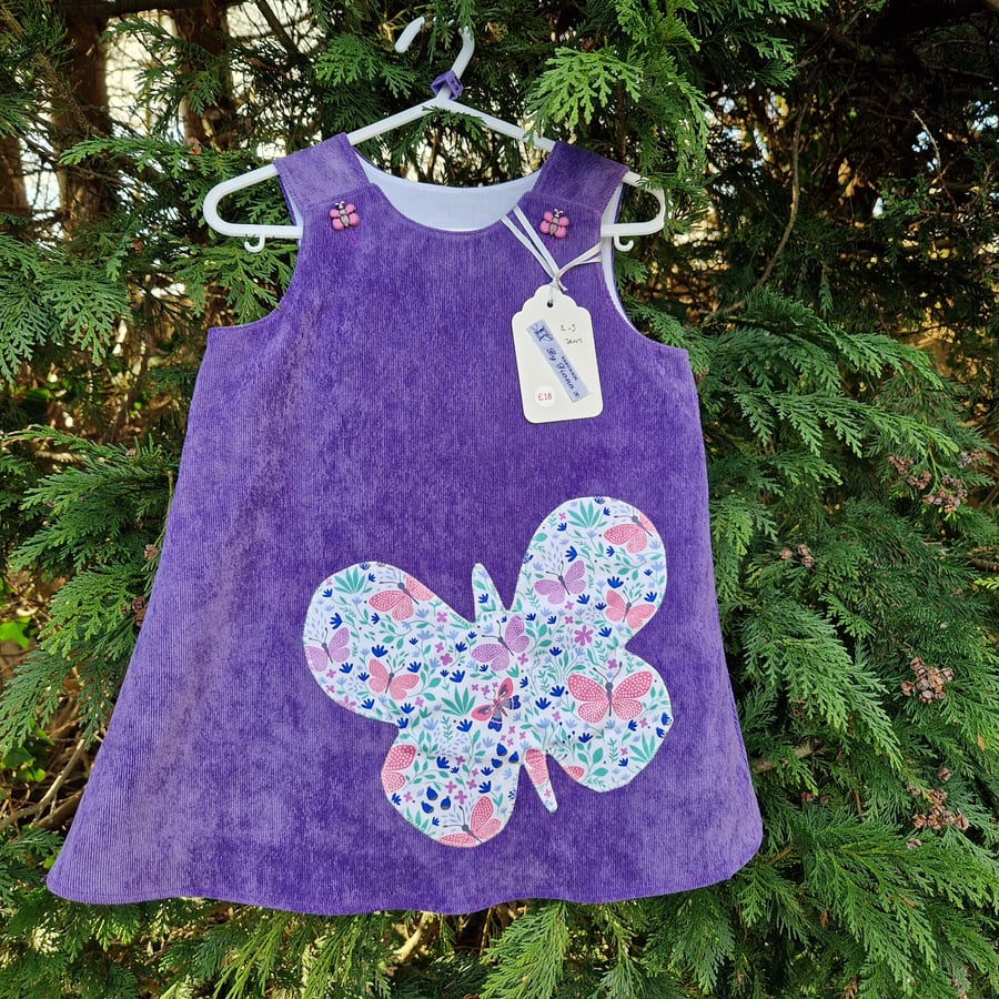 Age: 2-3yr Purple Butterfly Needlecord dress. 