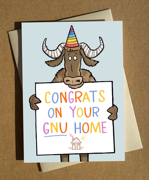 Congrats on your Gnu Home A6 Moving Card - Funny New Home Card