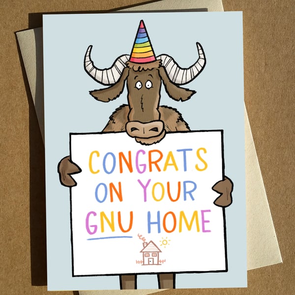 Congrats on your Gnu Home A6 Moving Card - Funny New Home Card