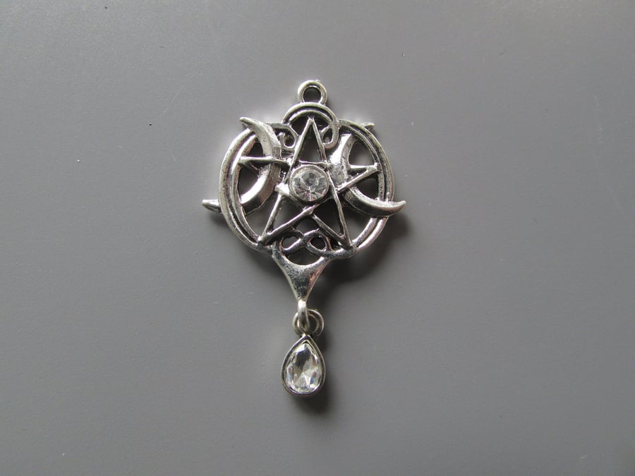Pagan moon diamante Jewellery making charm pendant