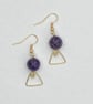 Amethyst stone earrings with gold tone wire triangles