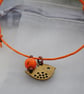 Friendship Bracelet-Orange with copper bird  - Image 2