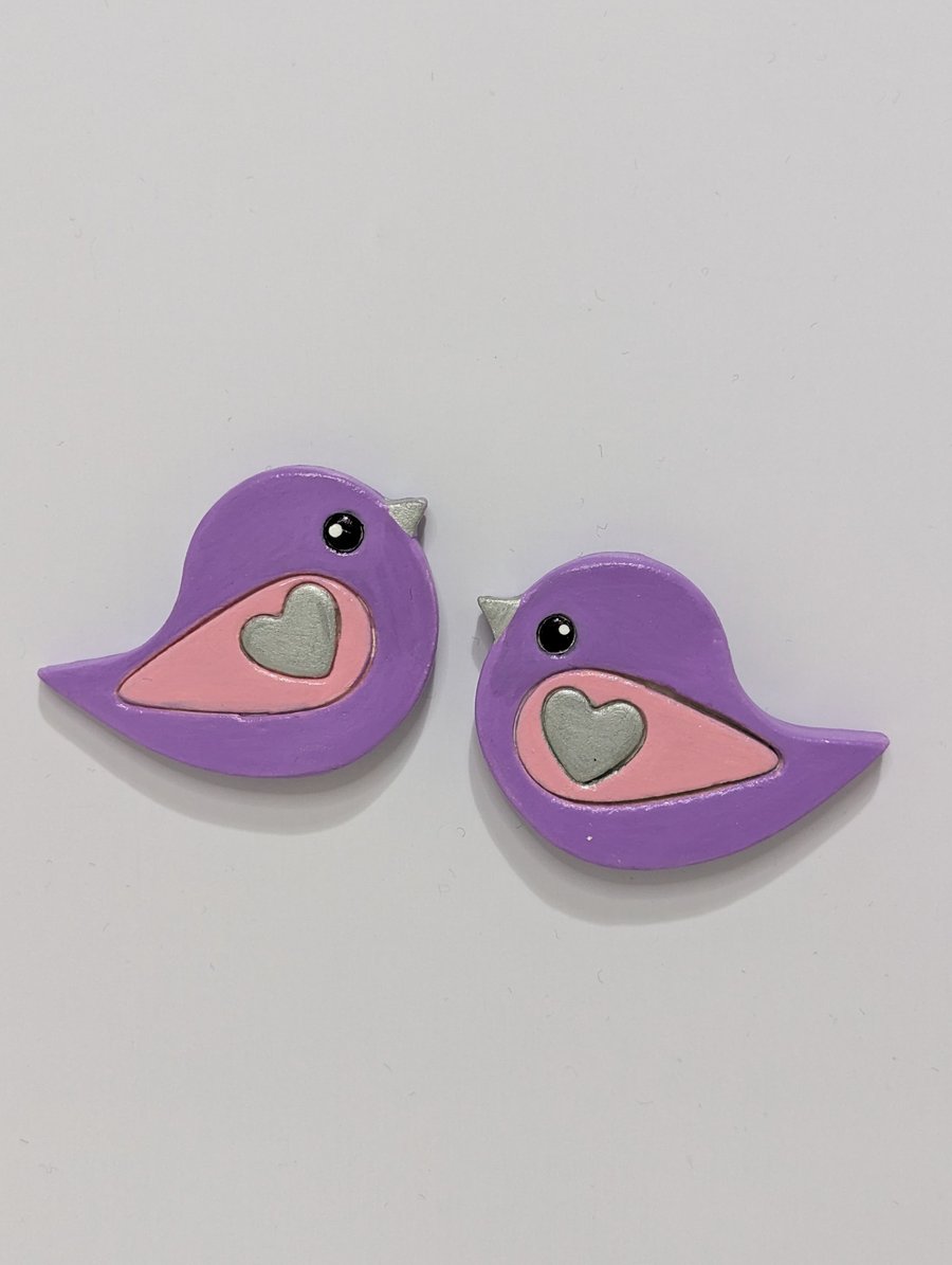 Fridge magnets, cute clay birds, kitchen gift for a bird lover