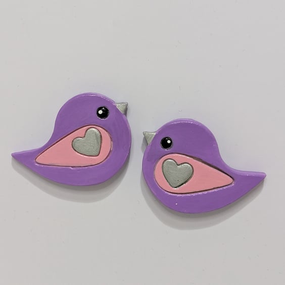 Fridge magnets, cute clay birds, kitchen gift for a bird lover