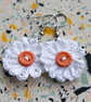 Handmade Micro Crochet Daisy Flower Earrings - Hypoallergenic