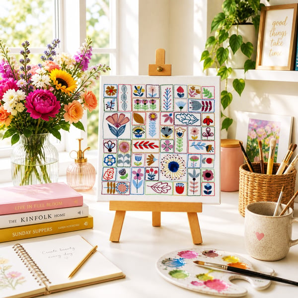 Flowery Folk Hand Embroidery PDF Pattern
