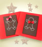 Christmas cards x 2 Mr and Mrs Gingerbread male and female, hand embroidered - Image 7