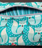 Small funky zipped pouch with charming foxes on light turquoise - Image 1