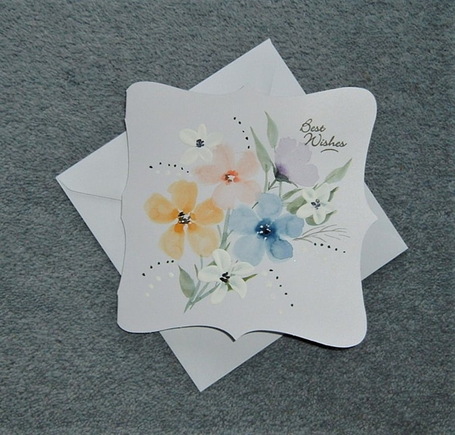 Best Wishes hand painted greetings card original art ( ref F 107 )