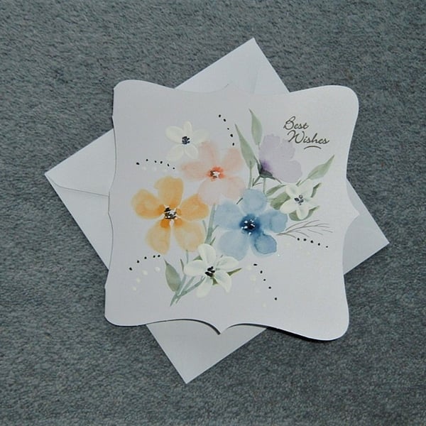 Best Wishes hand painted greetings card original art ( ref F 107 )