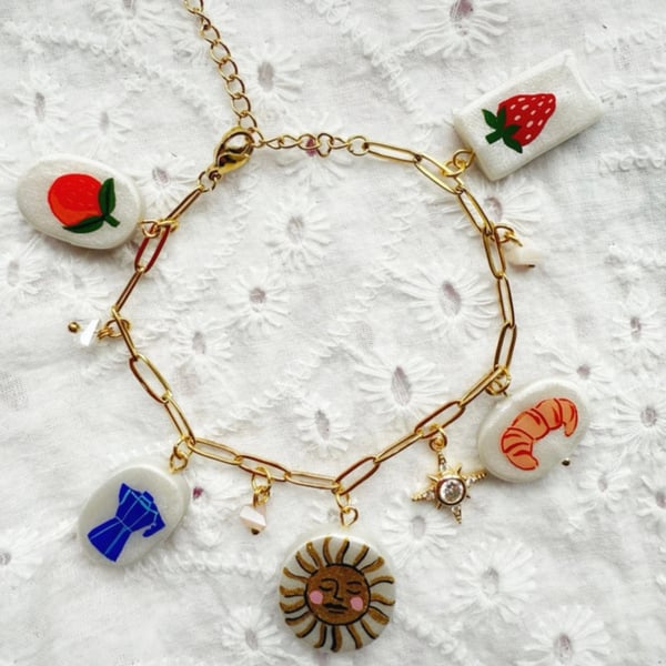 Breakfast Charm Chain Bracelet 
