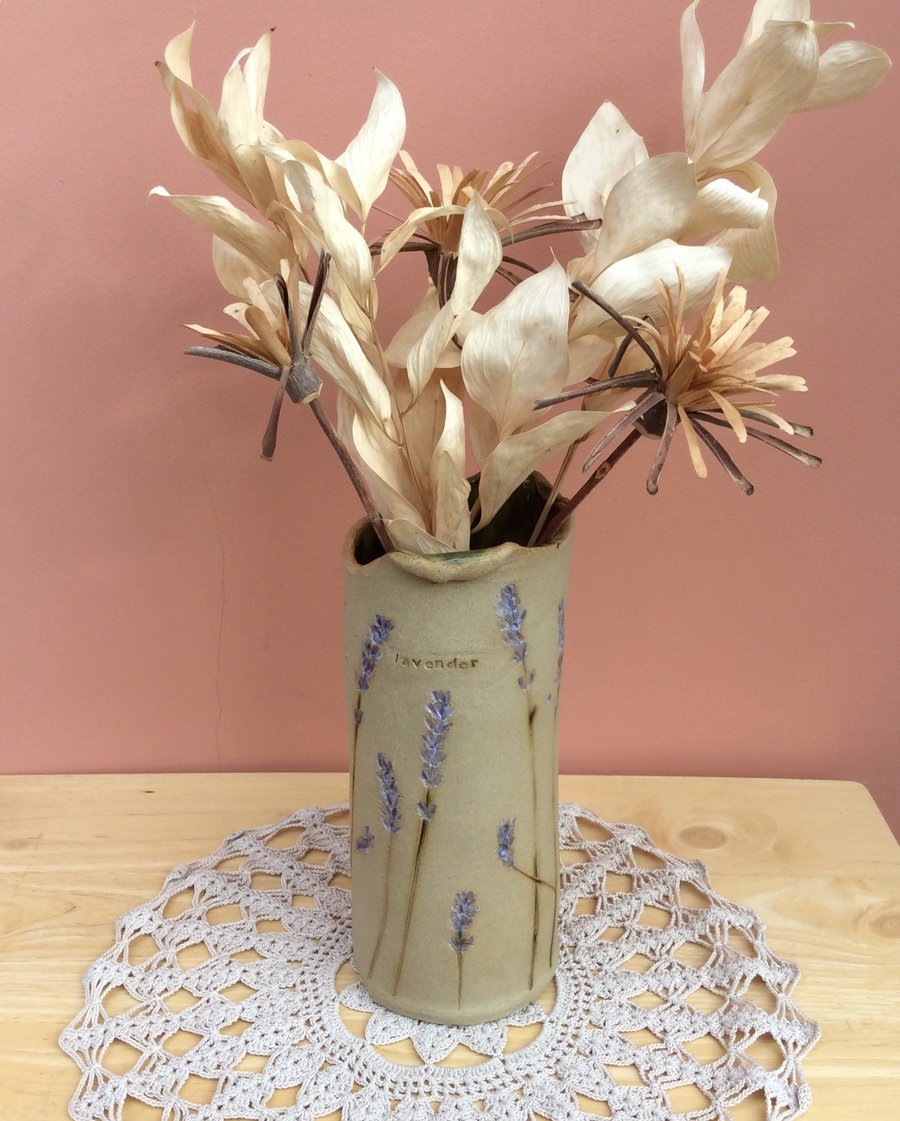 Lavender ceramic vase - Cottage chic vase - Country home decor