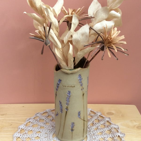 Lavender ceramic vase - Cottage chic vase - Country home decor