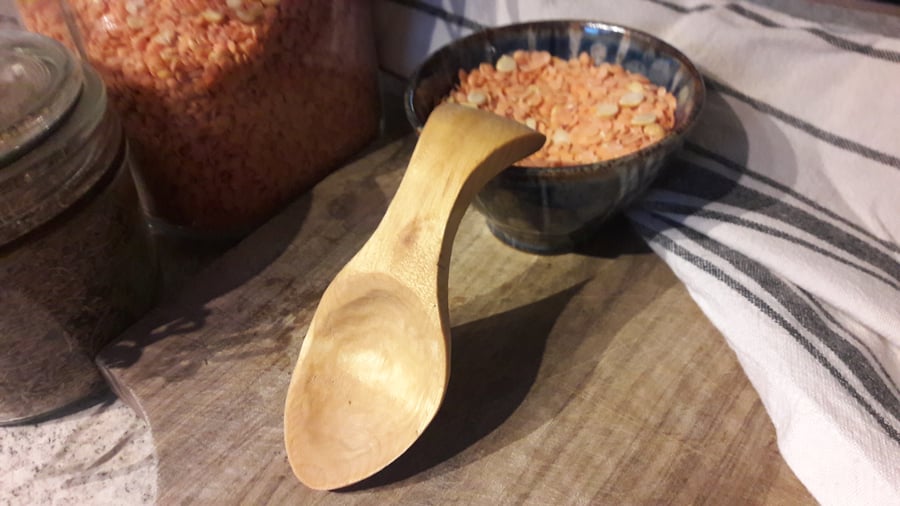 Medieval Traveller's Wooden Spoon, Kitchen Scoop carved from Birch.