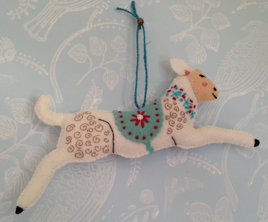 Springtime embroidered lamb 