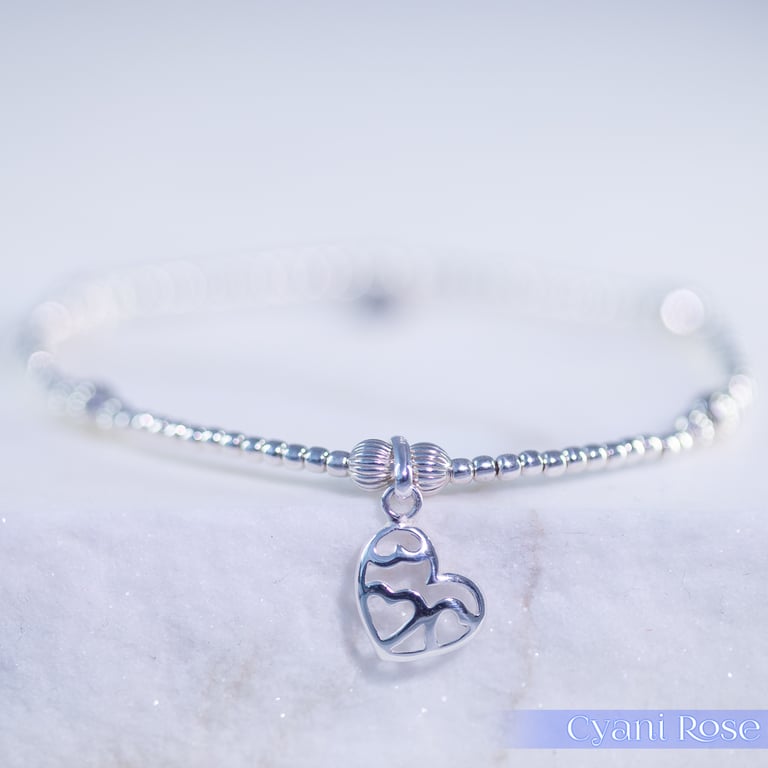 Sterling SIlver Multi Heart charm bracelet romantic love gift