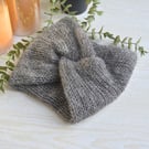 Knitted Wide Headband Soft As A Cloud Twisted Headband Alpaca Silk School Grey