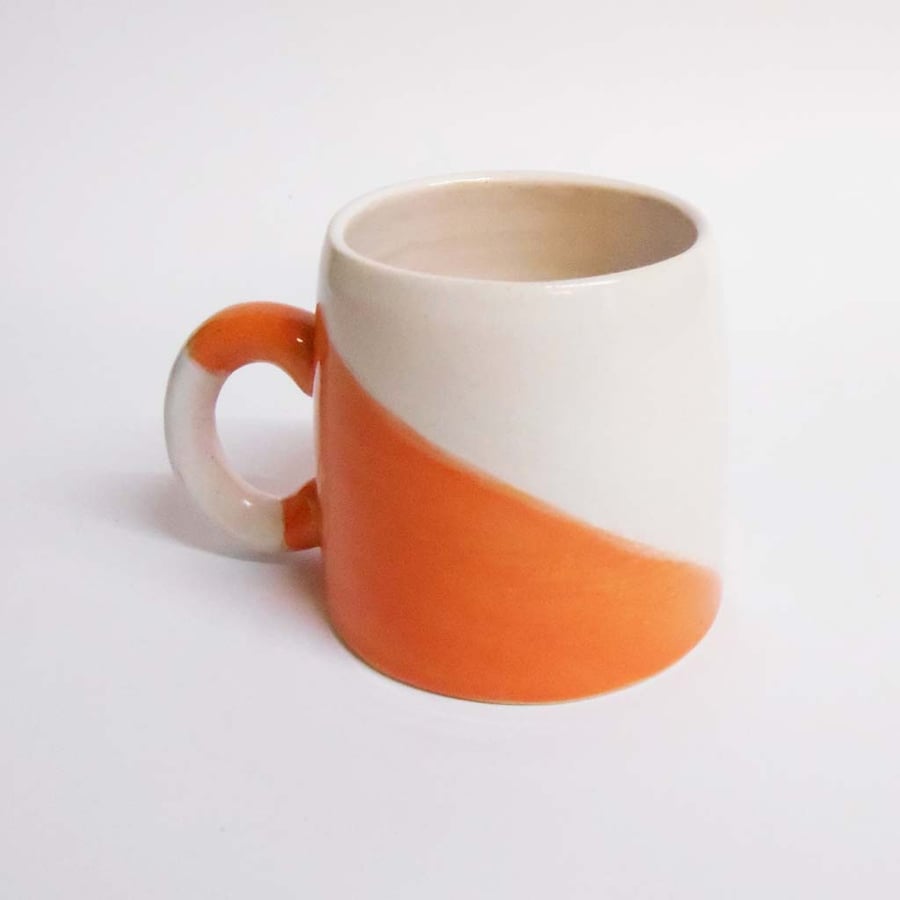 Mug Orienteering Orange and White Ceramic