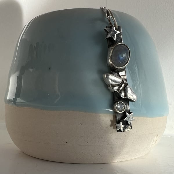 Moth Night Flight - moonstone and fine silver