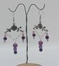 Purple and silver chandelier earrings