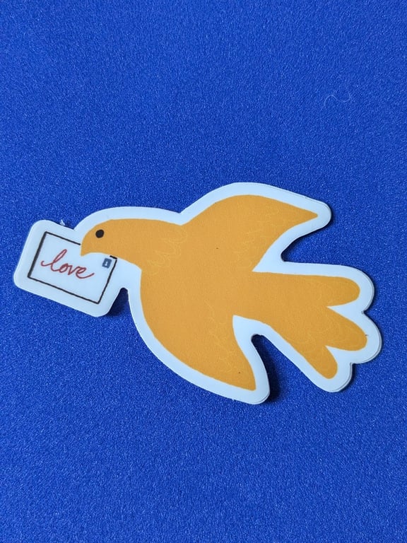 Yellow love dove sticker - die cut, vinyl