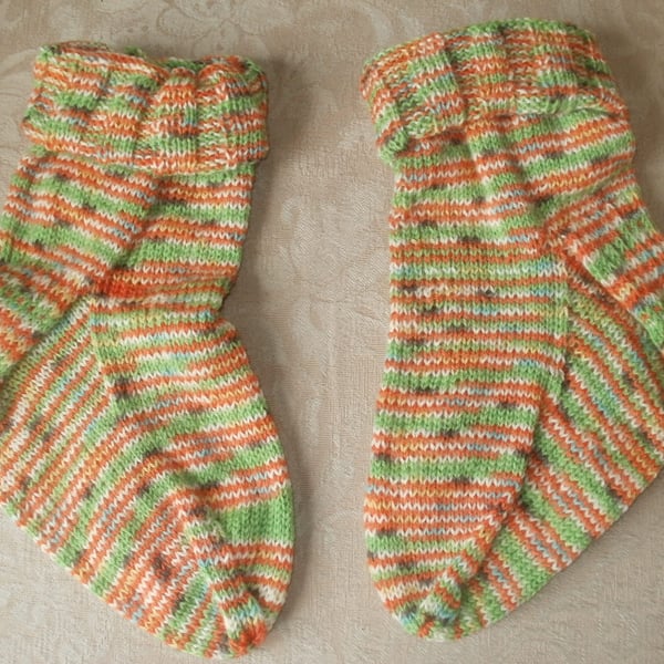 Hand knit ankle slouch socks