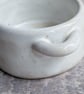 Small ceramic tealight holder with sculpted holly, white glaze - Image 7