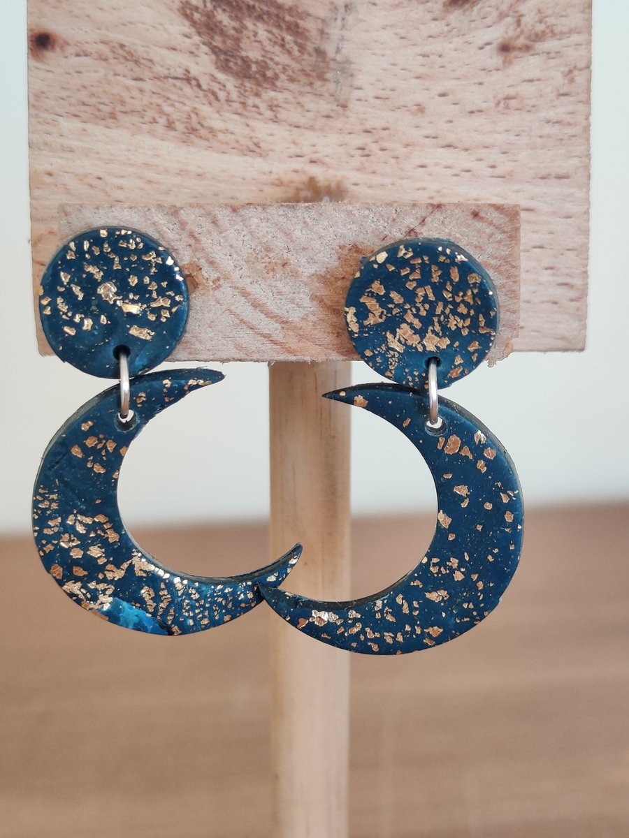 Night sky moon earrings