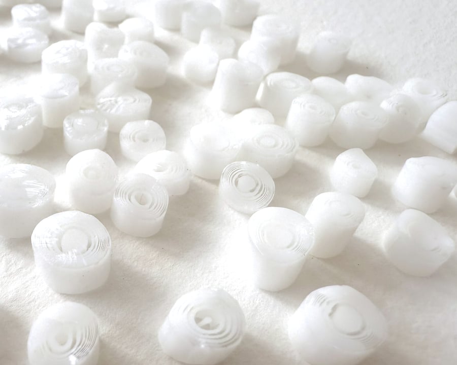 20g white concentric circles murrini made with Bullseye 90coe glass