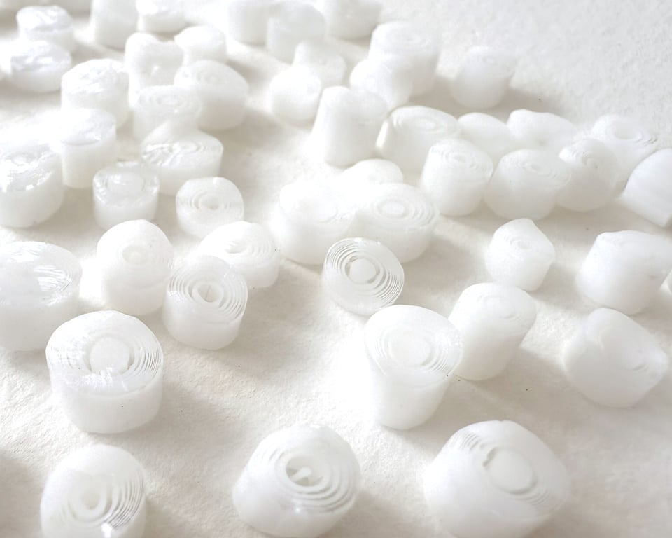 20g white concentric circles murrini made with Bullseye 90coe glass