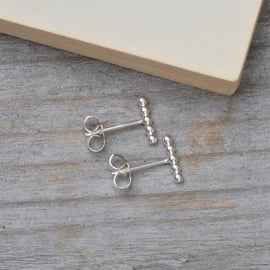 Beaded Stick Earring Studs In Sterling Silver