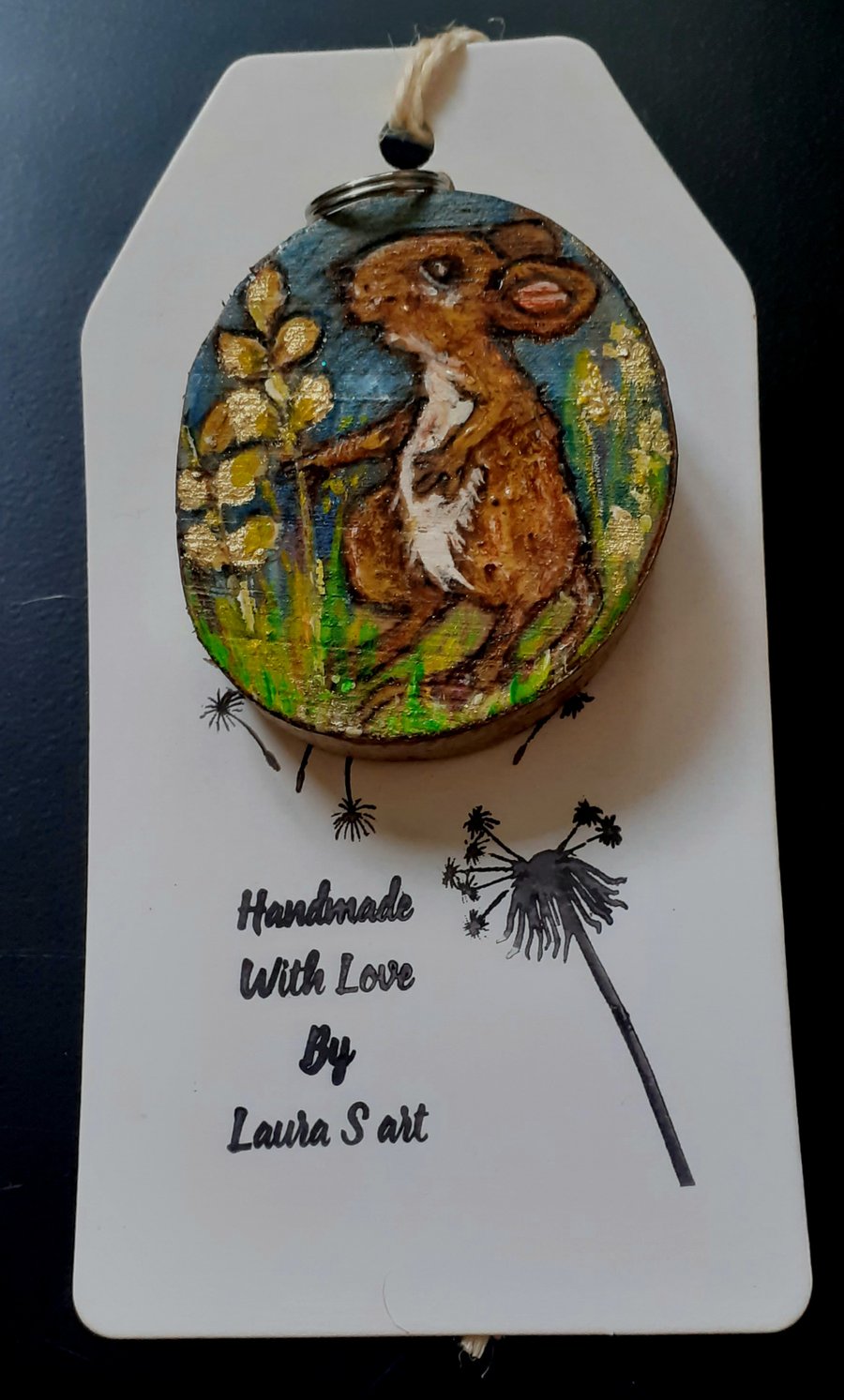 Handpainted cute mouse  key fob or bag charm