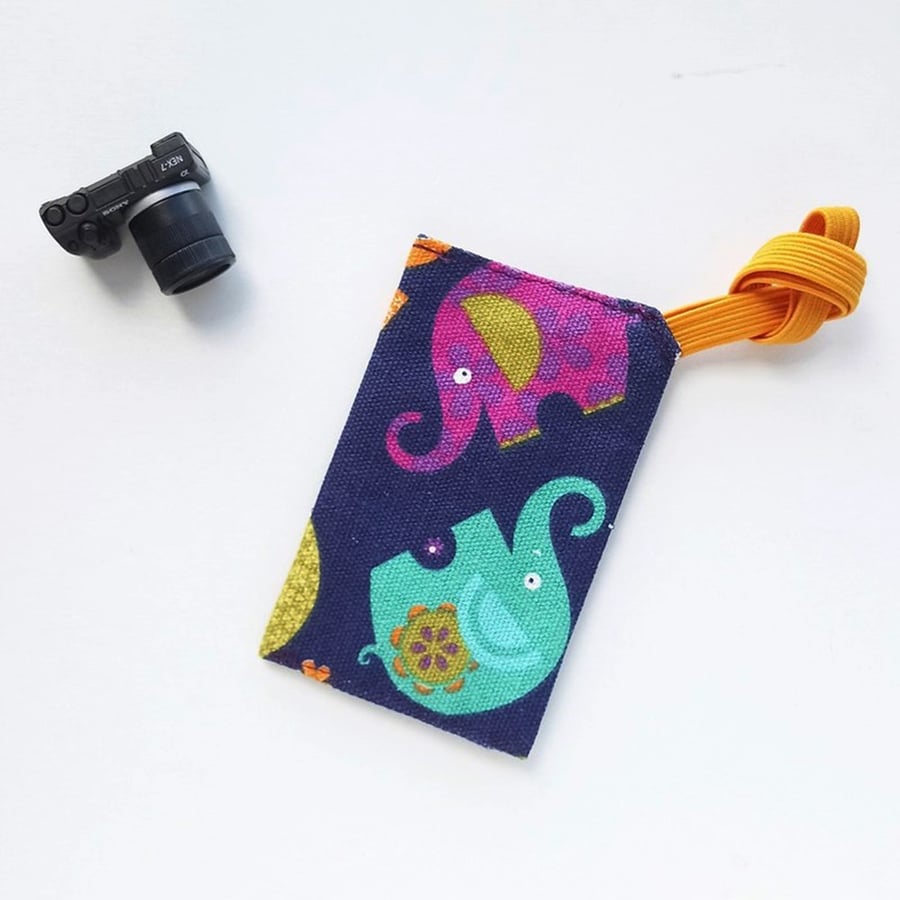 Luggage Tag, Travel Card Case (Colorful Elephants)