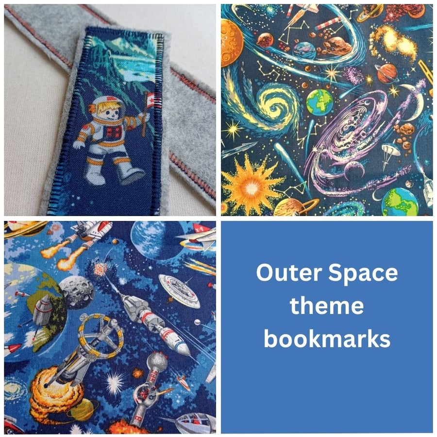 Bookmark - Outer Space themed fabrics, backed with wool felt
