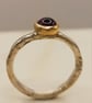 Rhodolite Garnet Ring - Sterling Silver Gold Bezel - Size K - Image 3