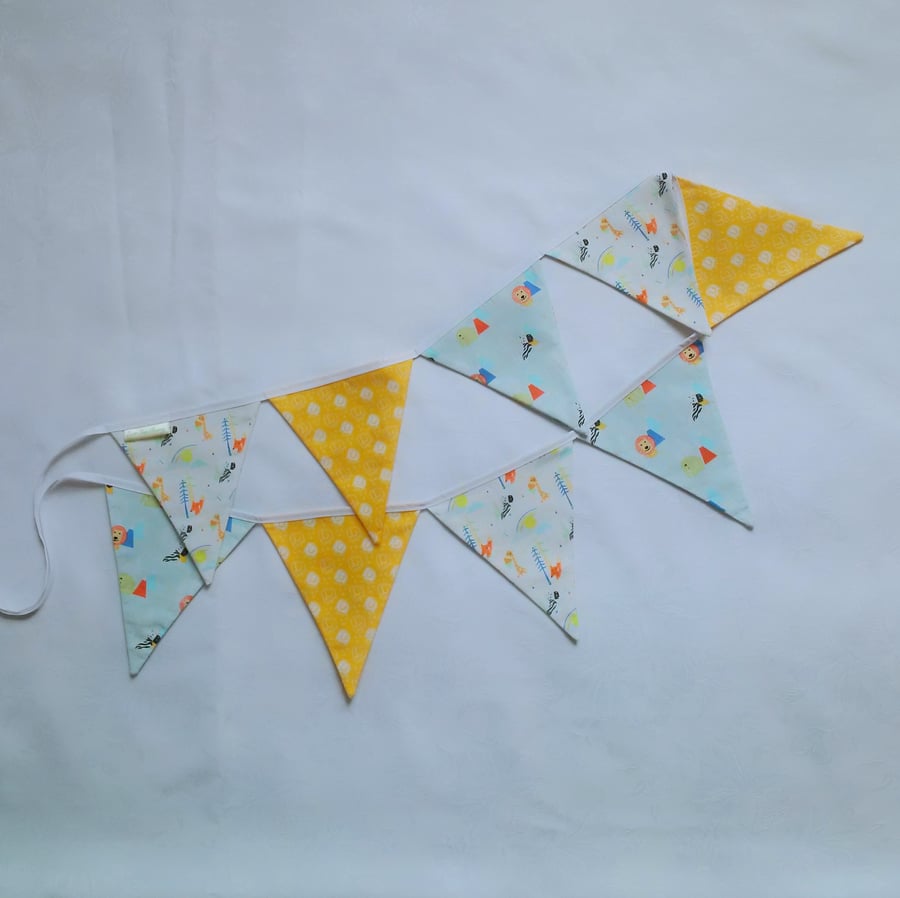 Nursery bunting, garland, animal bunting, white, blue, yellow, baby gift