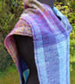 Handwoven Wool & Silk Scarf in Blues, Purple and Gold - Image 9