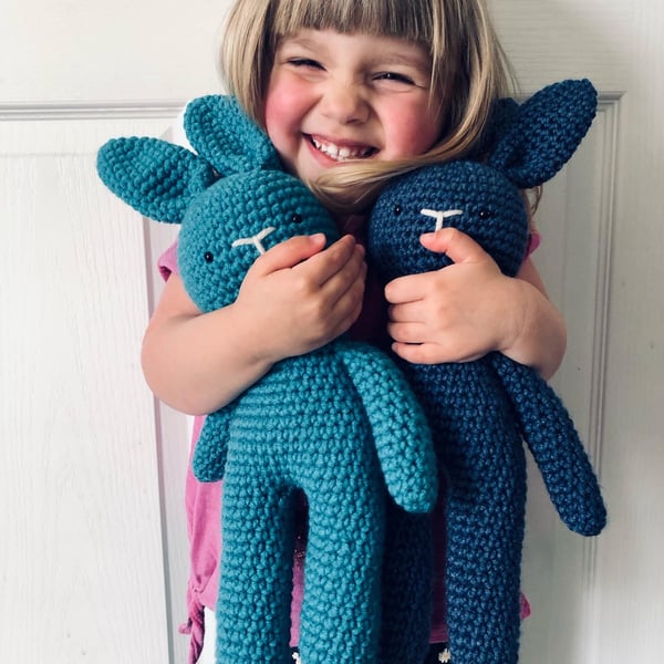 Totally Teal Crochet Bunny Toy