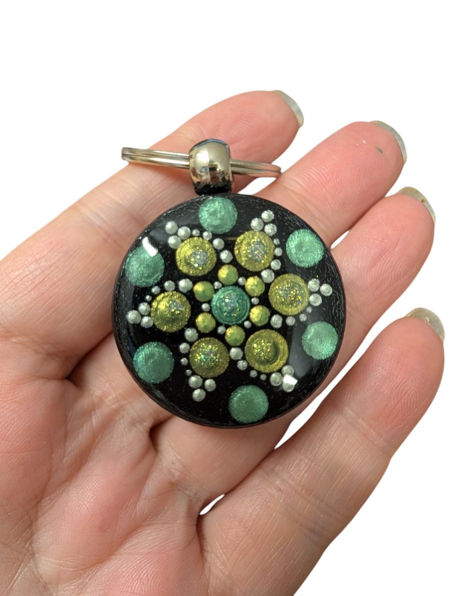 Hand Painted Dot Mandala Key Ring