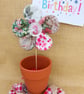 Fabric flower cake topper, party decoration, flower on a stick, free UK postage - Image 3