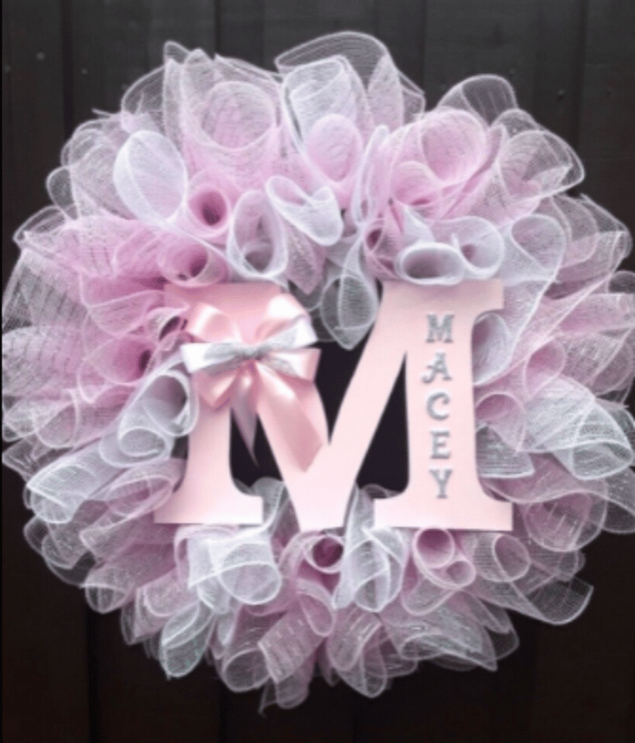 Personalised Nursery Wall Decor,New Baby Gift,Baby Wreath,Nursery Door Wreath