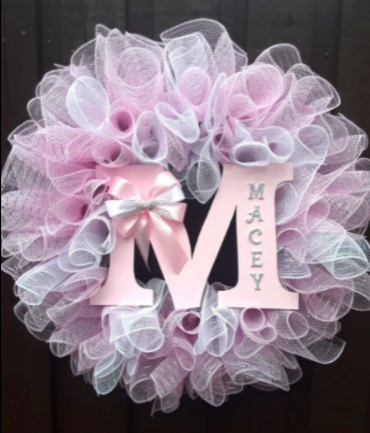 Personalised Nursery Wall Decor,New Baby Gift,Baby Wreath,Nursery Door Wreath